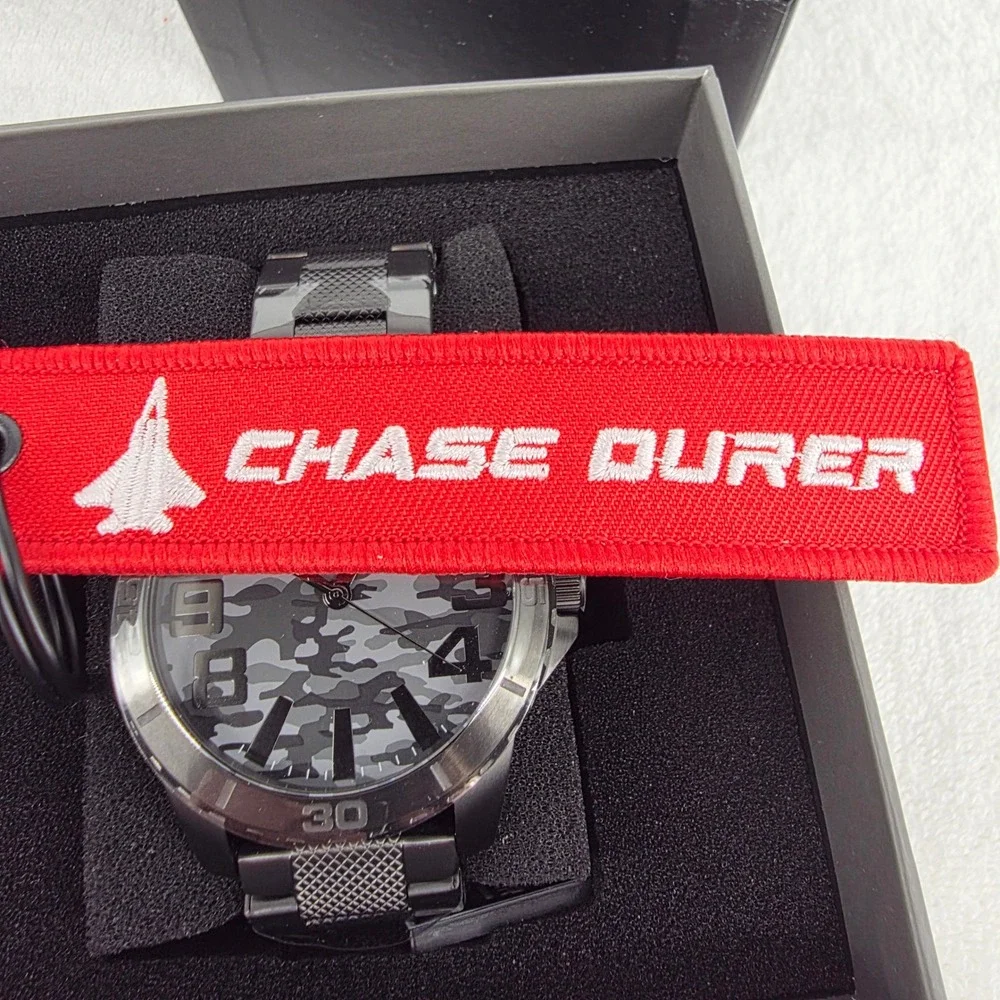 Chase-Durer Mens Camouflage Dial Gunmetal Stainless Steel Military Watch New